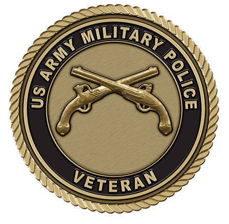 A picture of the us army military police veteran coin.