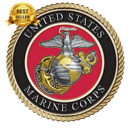 Marines Red Background - 3D Bronze Medallion