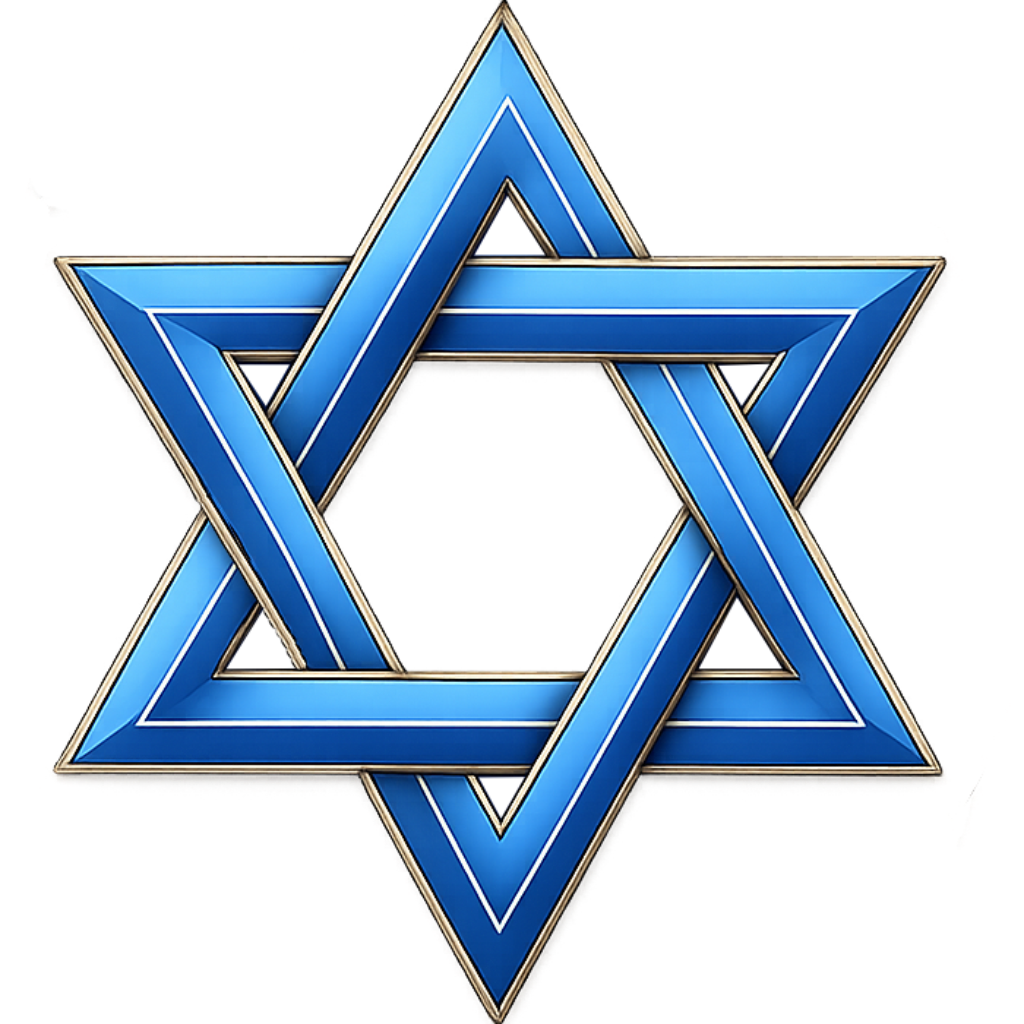 Star of David Blue on White - 3D Heavy Bronze High Relief Medallion