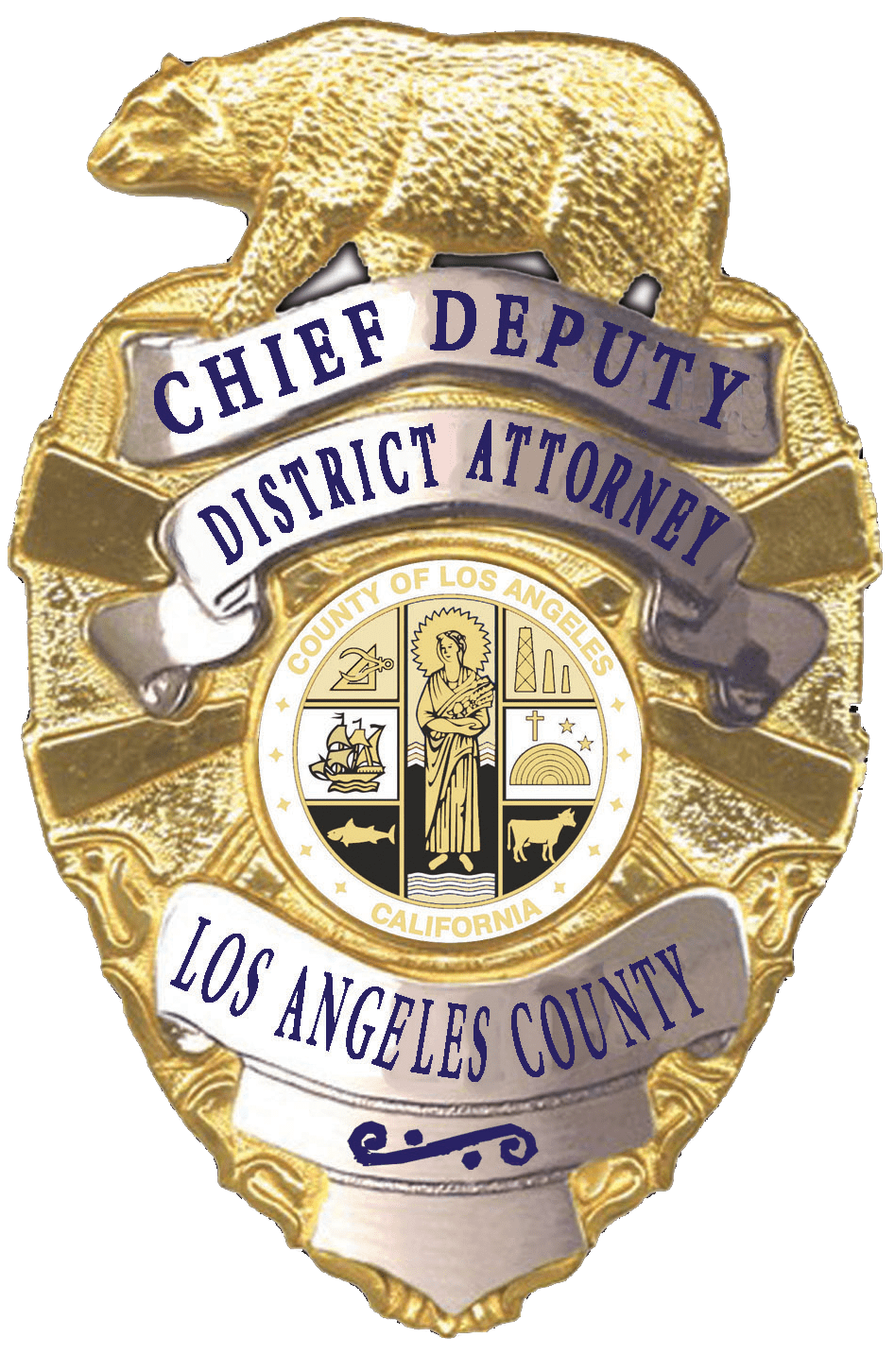 A badge that says chief deputy district attorney los angeles county.