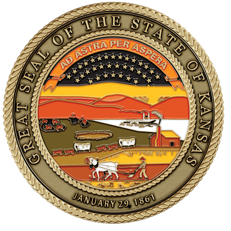 A picture of the great seal of kansas.