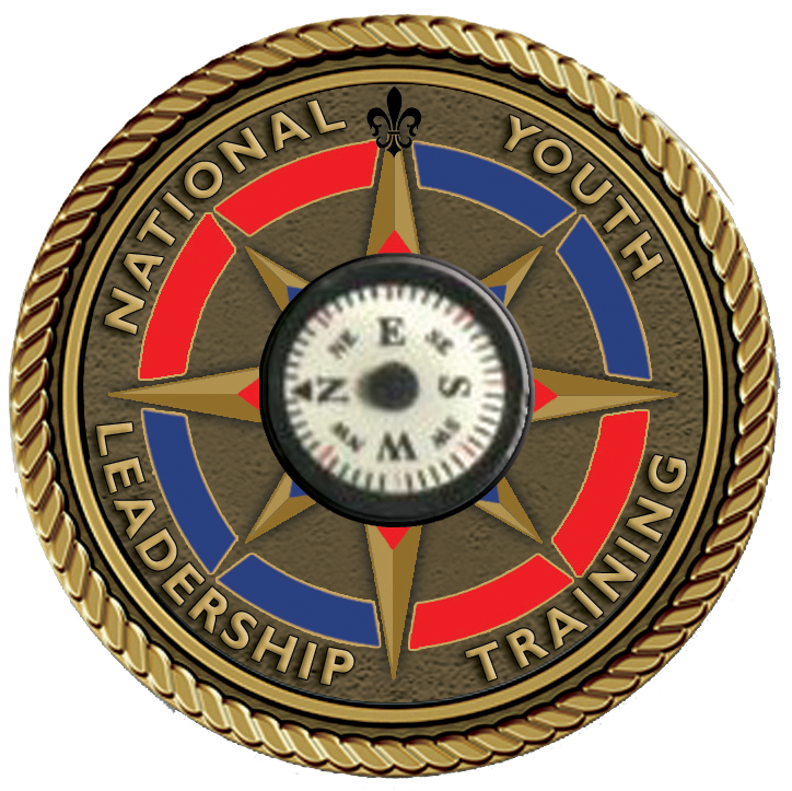 A gold and blue medallion with the words national youth leadership training on it.