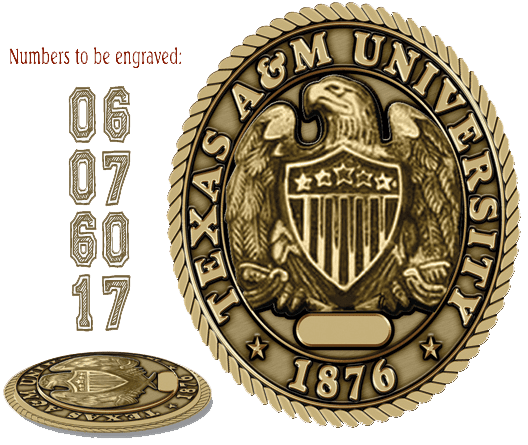 A texas a & m university seal with the date of 6 / 7 / 1 7.