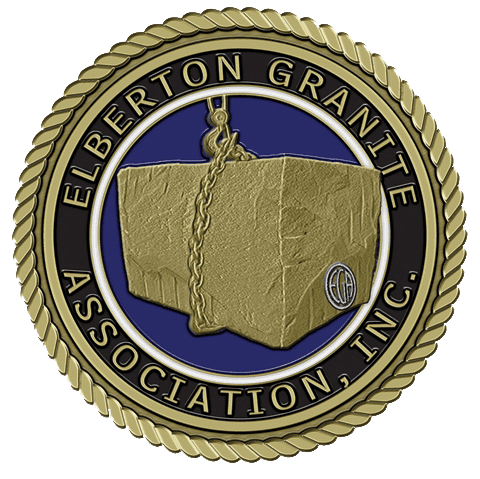 A gold seal with the name of elberton granite association, inc.