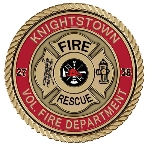 A fire department badge with the name of knightstown and the number 2 7 3 8.