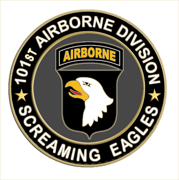 101st Airborne Division Screaming Eagles emblem on a green background