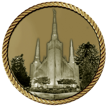 A picture of the temple in the center of it.