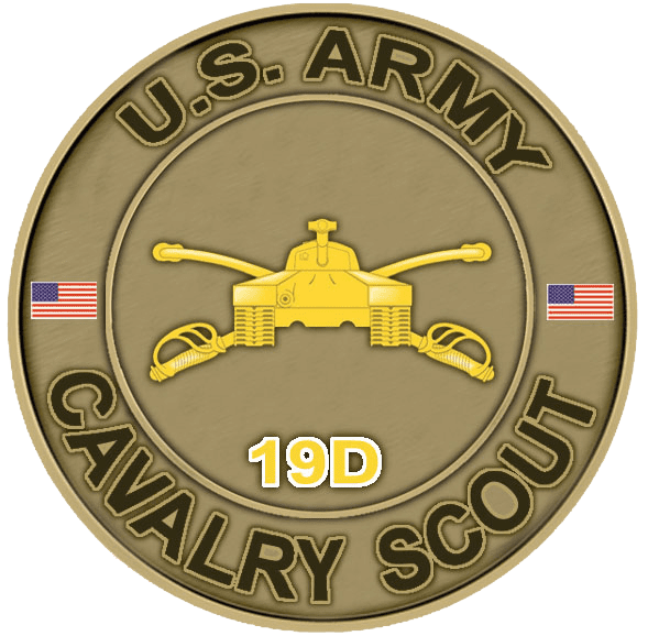 A picture of the us army cavalry scout coin.