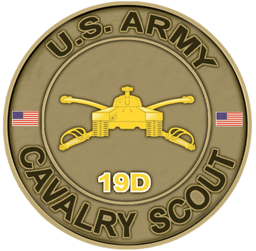 A picture of the us army cavalry scout coin.
