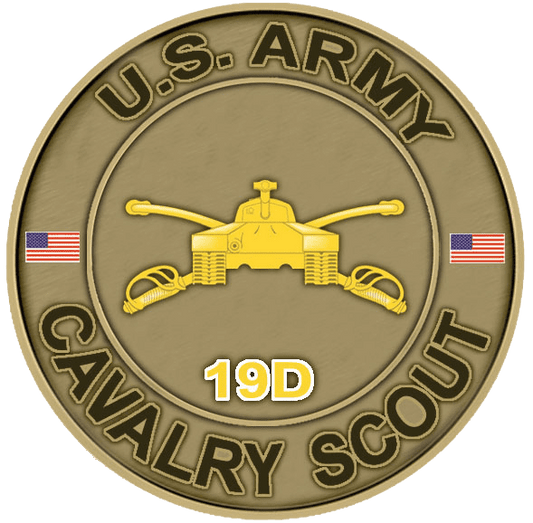 A picture of the us army cavalry scout coin.