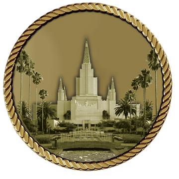 A picture of the temple with palm trees in it.