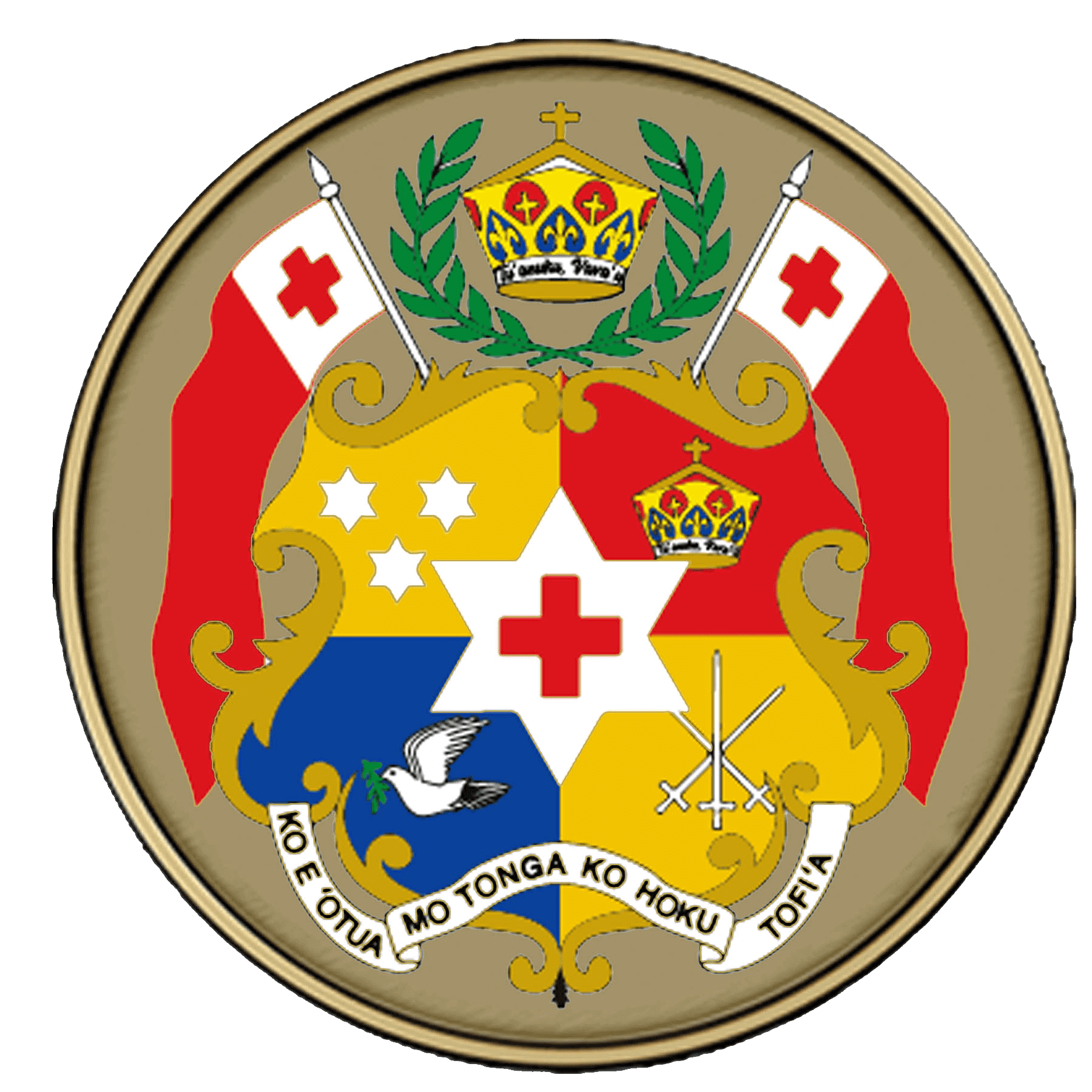 A picture of the coat of arms of tonga.