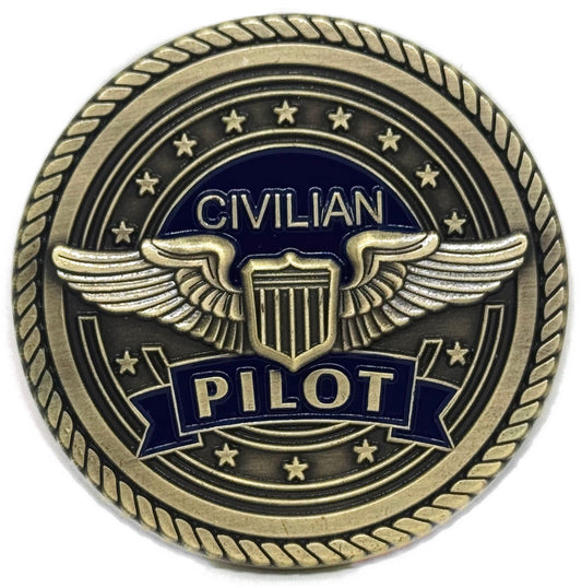 Civilian Pilot - 3D Heavy Bronze Medallion in 2"