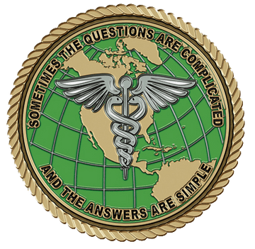 A green and white medical emblem with the words " sometimes, the questions are complicated ".