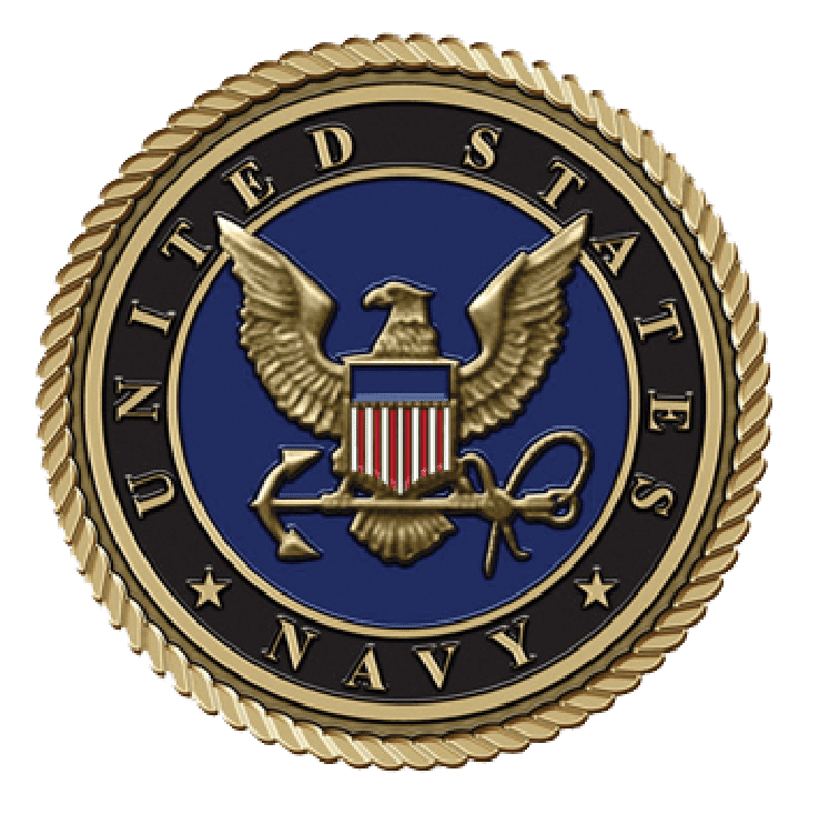United States Navy emblem with eagle and anchor.