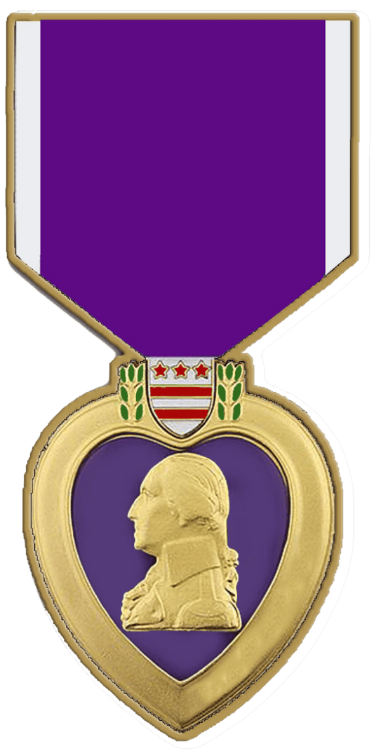 Purple Heart military honor with ribbon.
