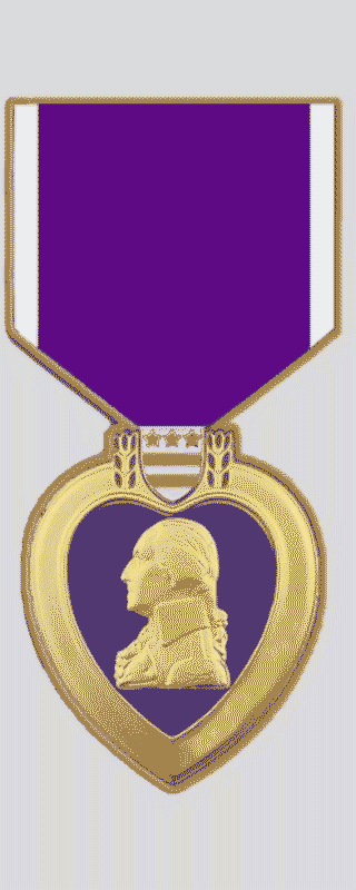 Purple Heart with Ribbon Commemorative - 3D Bronze Medallion 3.35" x 2.16"
