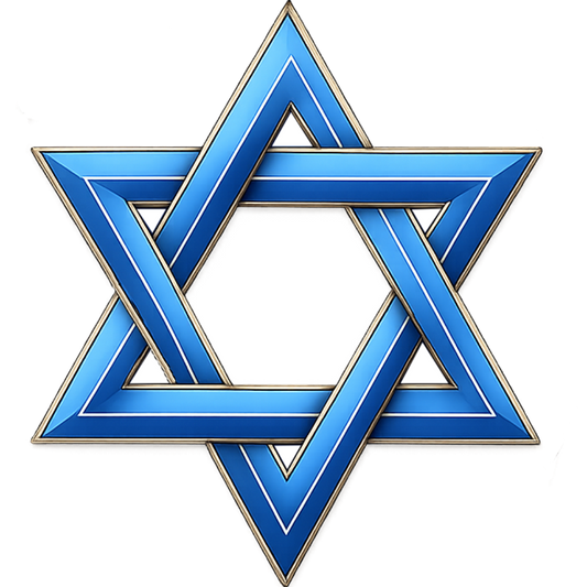 Star of David Blue on White - 3D Heavy Bronze High Relief Medallion