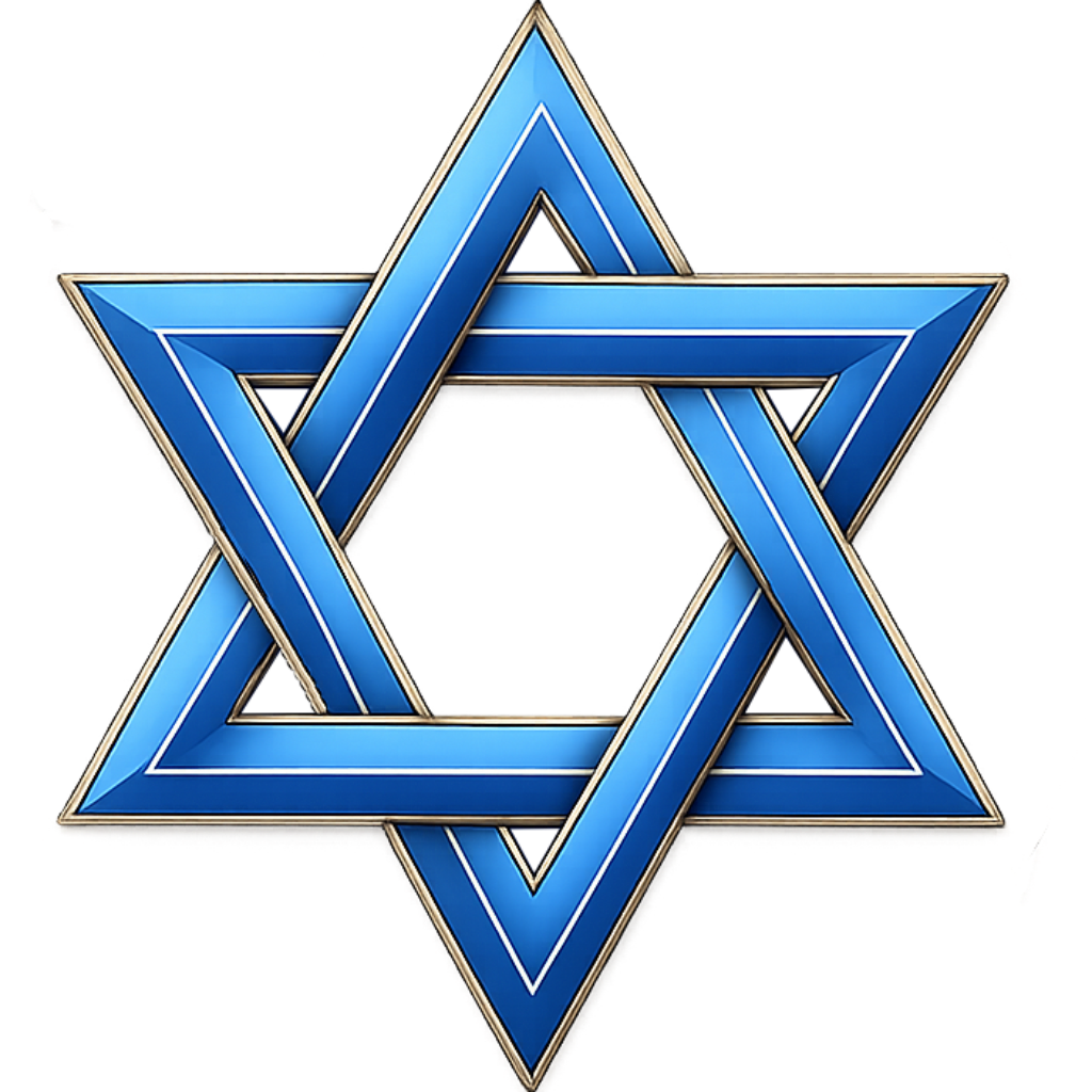 Star of David Blue Transparent with White field or Fully Transparent - 3D Heavy Bronze High Relief Medallion