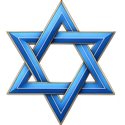 Star of David Blue Transparent with White field or Fully Transparent - 3D Heavy Bronze High Relief Medallion