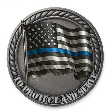 Thin Blue Line - 3D Heavy Bronze High Relief Medallion