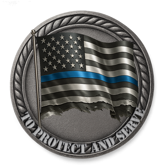 Thin Blue Line - 3D Heavy Bronze High Relief Medallion