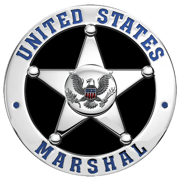 United States Marshal badge with eagle emblem.