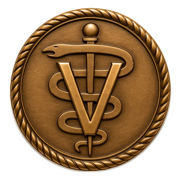 Veterinary Caduceus - 3D Heavy Bronze Medallion