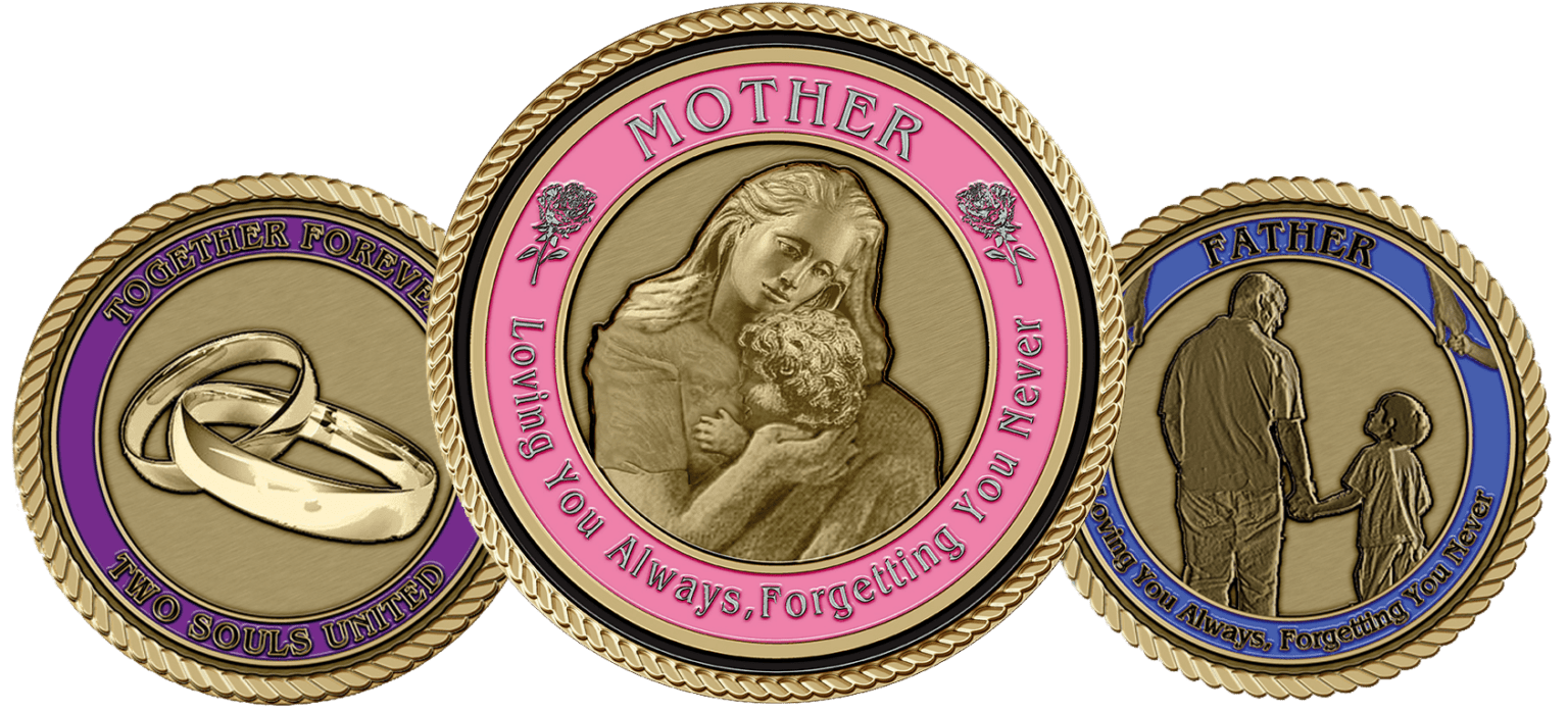 A close up of the back side of a coin