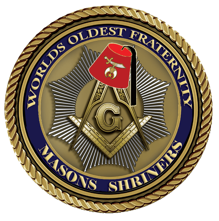 Masonic emblem with Shriners flag design.