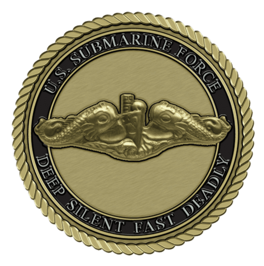 U.S. Submarine Force insignia with motto.