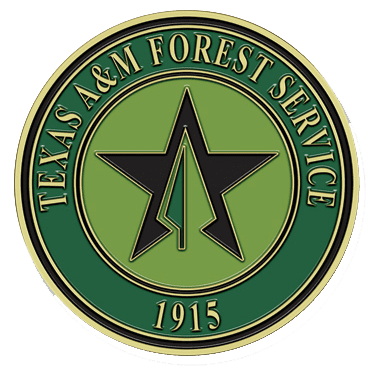 A green and black logo for the texas am forest service.