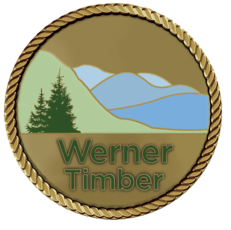 A gold colored metal plaque with the name of werner timber.