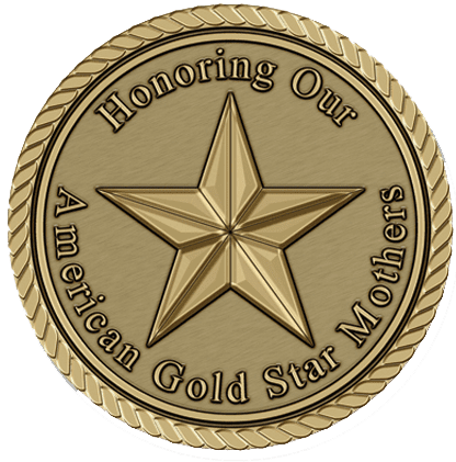 A gold medal with the words " honoring our american gold star mothers ".