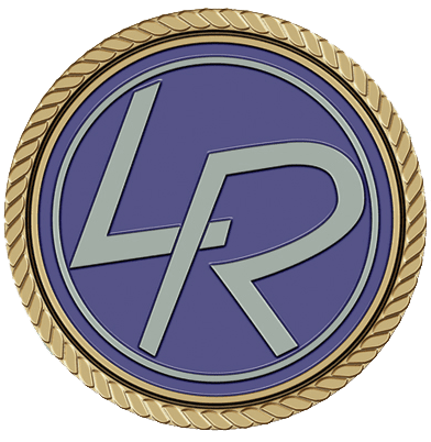 A gold and blue logo of the lr company.