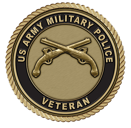 A picture of the us army military police veteran coin.