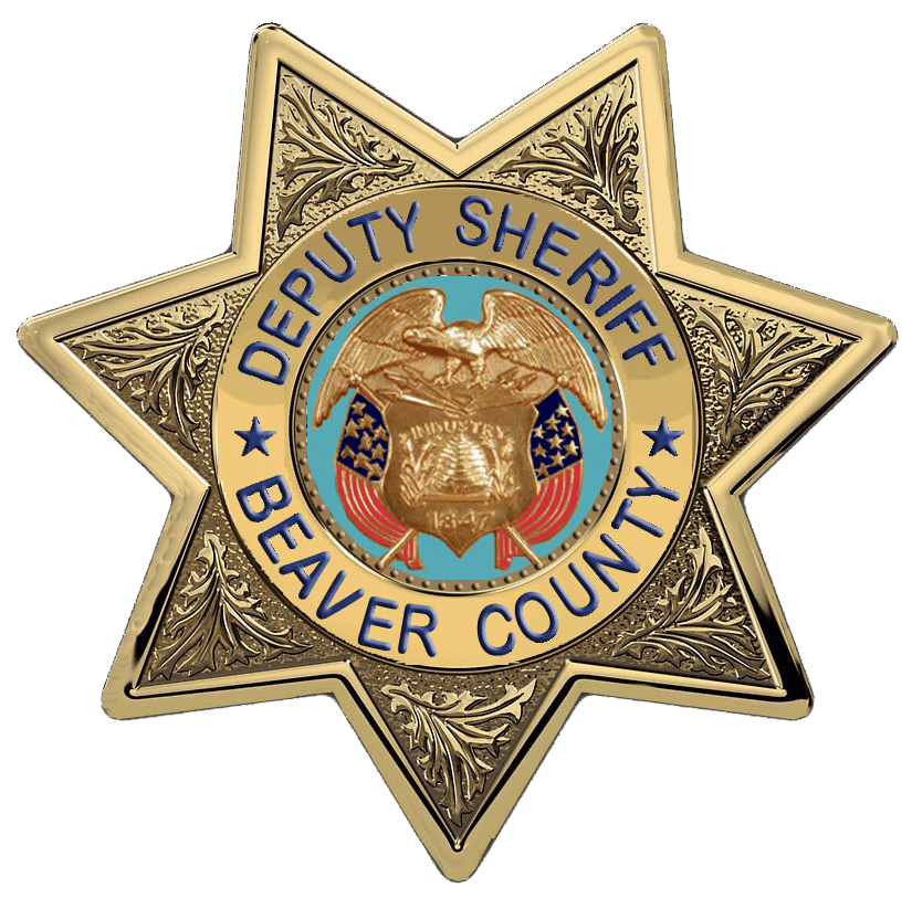 A gold star with the words deputy sheriff beaver county on it.