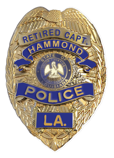 A badge that says retired capt. Hammond police, l. A.