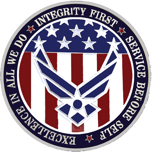 A picture of an emblem with the words " service before self " and " integrity first ".