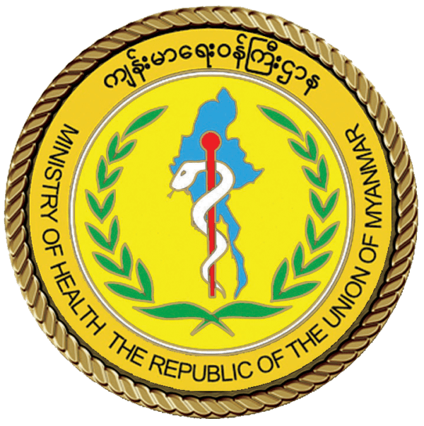 A gold and green logo of the ministry of health.