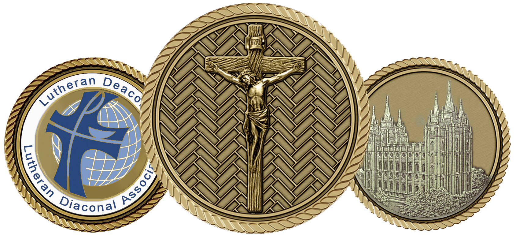 A gold medal with a cross on it